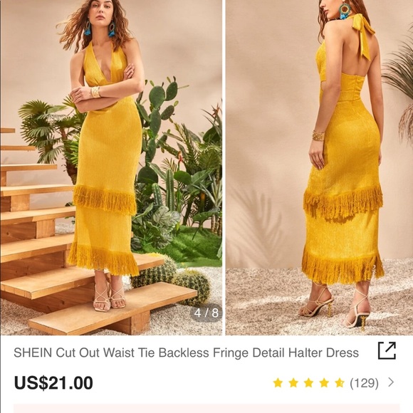 SHEIN Dresses Yellow Shein Fringe Dress Poshmark